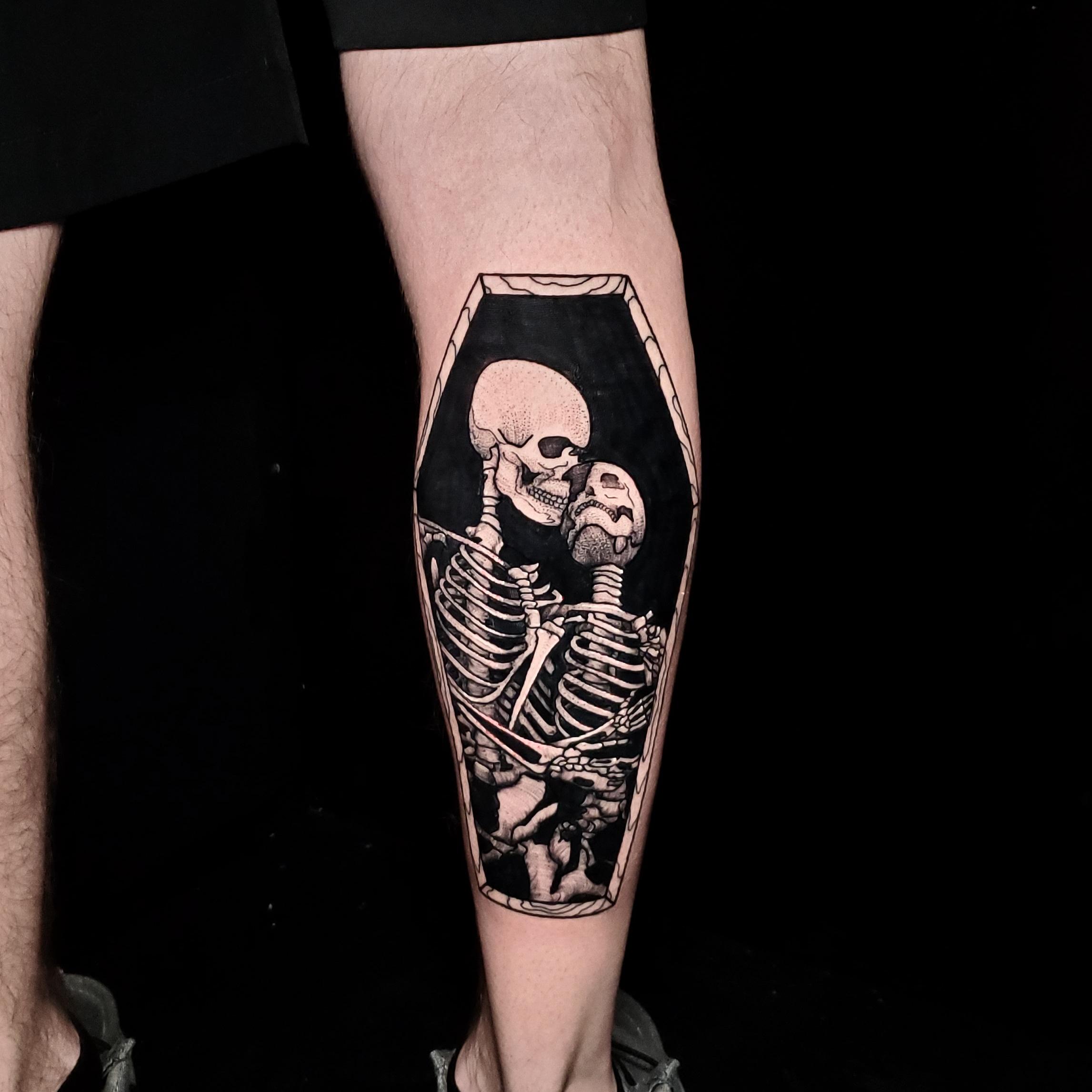 Blackwork skeletons by me Tim Hart at International Ink in Stevens Point Wi  | Scrolller