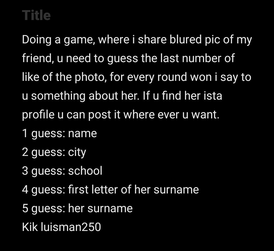 Doing this game kik luisman250 | Scrolller