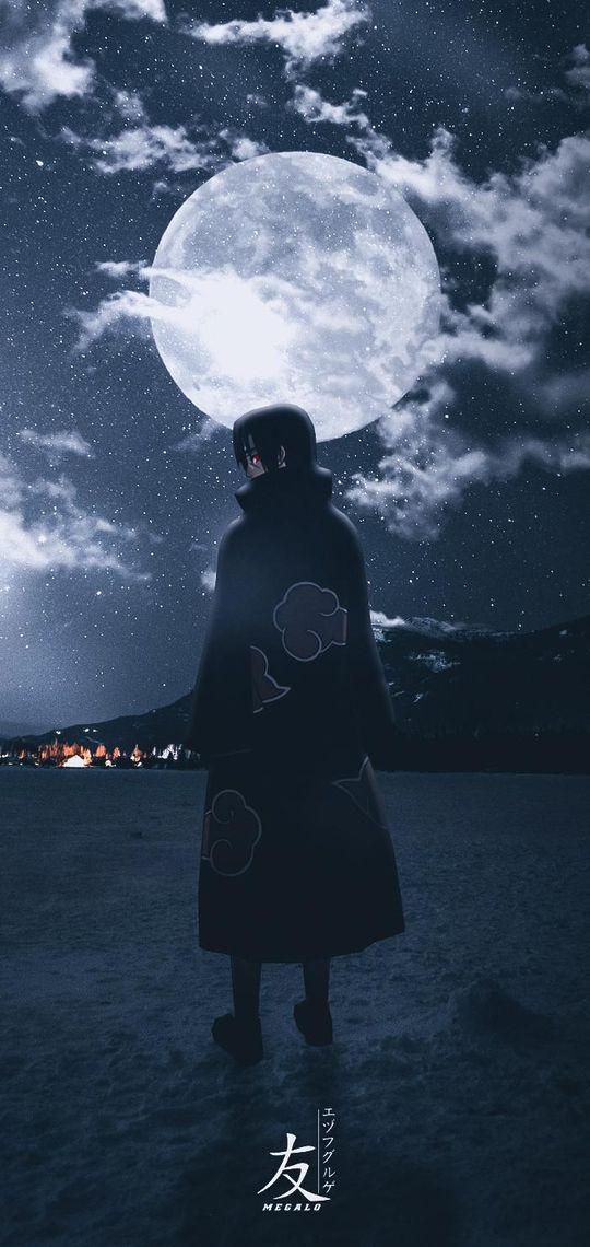 Itachi In Front Of The Moon Live Wallpaper